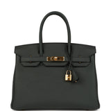 Pre-owned Hermes Birkin 30 Bleu Ocean Togo Gold Hardware