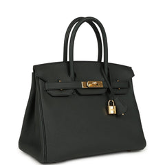 Pre-owned Hermes Birkin 30 Bleu Ocean Togo Gold Hardware