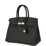 Pre-owned Hermes Birkin 30 Bleu Ocean Togo Gold Hardware