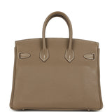 Pre-owned Hermes Birkin 25 Etoupe Togo Palladium Hardware