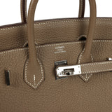 Pre-owned Hermes Birkin 25 Etoupe Togo Palladium Hardware