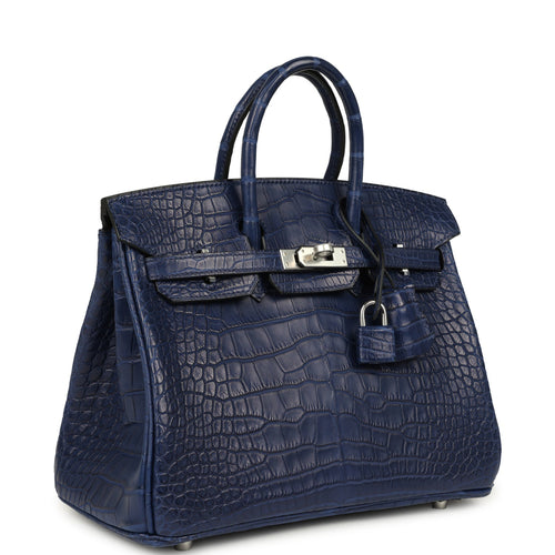 Hermes Birkin 25 Bleu Saphir Matte Alligator Palladium Hardware