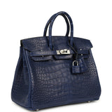 Hermes Birkin 25 Bleu Saphir Matte Alligator Palladium Hardware