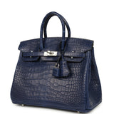 Hermes Birkin 25 Bleu Saphir Matte Alligator Palladium Hardware