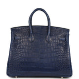 Hermes Birkin 25 Bleu Saphir Matte Alligator Palladium Hardware