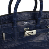 Hermes Birkin 25 Bleu Saphir Matte Alligator Palladium Hardware