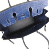 Hermes Birkin 25 Bleu Saphir Matte Alligator Palladium Hardware