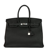 Pre-owned Hermes Birkin 35 Black Togo Palladium Hardware