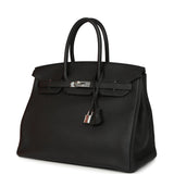 Pre-owned Hermes Birkin 35 Black Togo Palladium Hardware