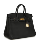 Pre-owned Hermes Birkin 25 Black Togo Gold Hardware
