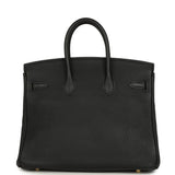 Pre-owned Hermes Birkin 25 Black Togo Gold Hardware