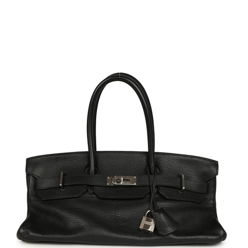 Vintage Hermes Shoulder Birkin 42 JPG Black Clemence Palladium Hardware