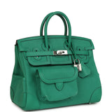 Pre-owned Hermes Birkin 25 Cargo Vert Vertigo Toile H and Swift Palladium Hardware