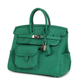 Pre-owned Hermes Birkin 25 Cargo Vert Vertigo Toile H and Swift Palladium Hardware