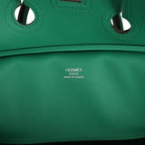 Pre-owned Hermes Birkin 25 Cargo Vert Vertigo Toile H and Swift Palladium Hardware