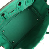 Pre-owned Hermes Birkin 25 Cargo Vert Vertigo Toile H and Swift Palladium Hardware