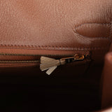 Pre-owned Hermes Birkin Ghillies 30 Etrusque, Mousse & Marron Fonce Ostrich Permabrass Hardware - Thumbnail View 9