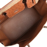 Pre-owned Hermes Birkin Ghillies 30 Etrusque, Mousse & Marron Fonce Ostrich Permabrass Hardware - Thumbnail View 8