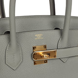 Hermes Birkin 30 Gris Mouette Togo Gold Hardware