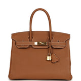 Pre-owned Hermes Birkin 30 Gold Togo Gold Hardware