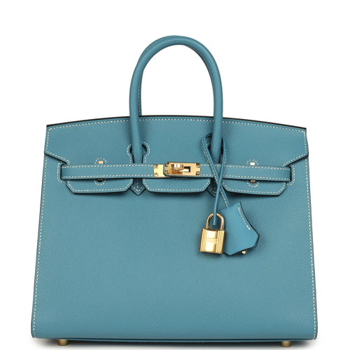 Hermes Birkin Sellier 25 Blue Jean Epsom Gold Hardware