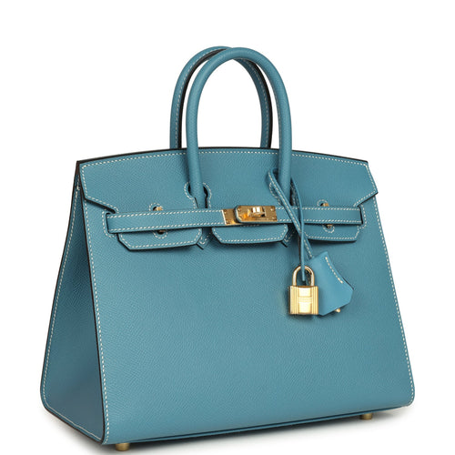 Hermes Birkin Sellier 25 Blue Jean Epsom Gold Hardware