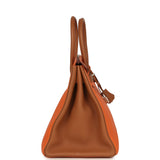 Pre-owned Hermes Special Order (HSS) Birkin 35 Feu and Gold Togo Palladium Hardware