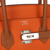 Pre-owned Hermes Special Order (HSS) Birkin 35 Feu and Gold Togo Palladium Hardware