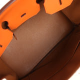 Pre-owned Hermes Special Order (HSS) Birkin 35 Feu and Gold Togo Palladium Hardware