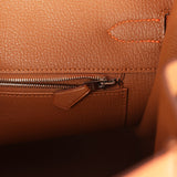 Pre-owned Hermes Special Order (HSS) Birkin 35 Feu and Gold Togo Palladium Hardware