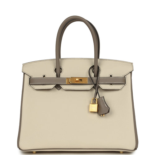 Hermes Special Order (HSS) Birkin 30 Etoupe and Craie Togo Brushed Gold Hardware
