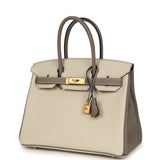 Hermes Special Order (HSS) Birkin 30 Etoupe and Craie Togo Brushed Gold Hardware