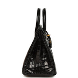 Hermes Birkin 25 Black Shiny Niloticus Crocodile Gold Hardware