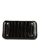 Hermes Birkin 25 Black Shiny Niloticus Crocodile Gold Hardware