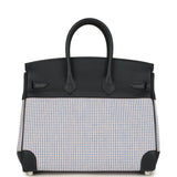 Pre-owned Hermes Birkin Quadrille 25 Caban Swift and Toile Palladium Hardware