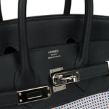 Pre-owned Hermes Birkin Quadrille 25 Caban Swift and Toile Palladium Hardware