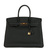 Pre-owned Hermes Birkin 35 Black Togo Gold Hardware