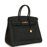 Pre-owned Hermes Birkin 35 Black Togo Gold Hardware