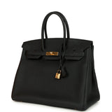 Pre-owned Hermes Birkin 35 Black Togo Gold Hardware