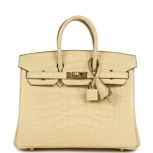 Hermes Birkin 25 Vanille Matte Alligator Gold Hardware