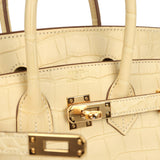 Hermes Birkin 25 Vanille Matte Alligator Gold Hardware