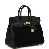 Hermes Birkin 25 Cote-a-Cote Black Tuffetage and Swift Permabrass Hardware