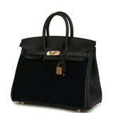 Hermes Birkin 25 Cote-a-Cote Black Tuffetage and Swift Permabrass Hardware