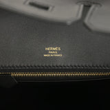 Hermes Birkin 25 Cote-a-Cote Black Tuffetage and Swift Permabrass Hardware