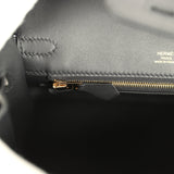 Hermes Birkin 25 Cote-a-Cote Black Tuffetage and Swift Permabrass Hardware