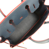 Pre-owned Hermes Birkin 30 Bleu Indigo and Rouge H Contour Epsom Gold Hardware