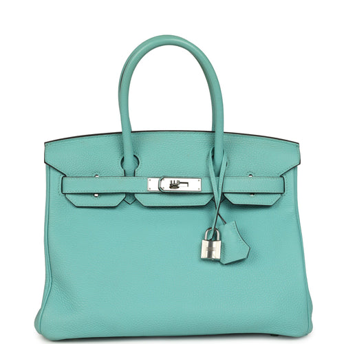 Pre-owned Hermes Birkin 30 Bleu Atoll Togo Palladium Hardware