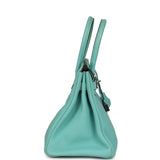 Pre-owned Hermes Birkin 30 Bleu Atoll Togo Palladium Hardware