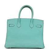 Pre-owned Hermes Birkin 30 Bleu Atoll Togo Palladium Hardware