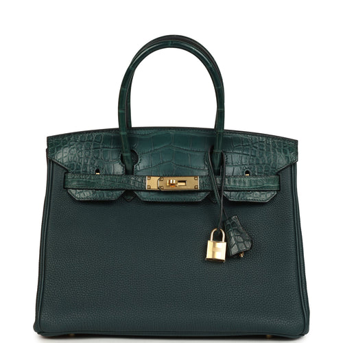 Hermes Birkin 30 Vert Cypress Togo and Matte Alligator Touch Gold Hardware